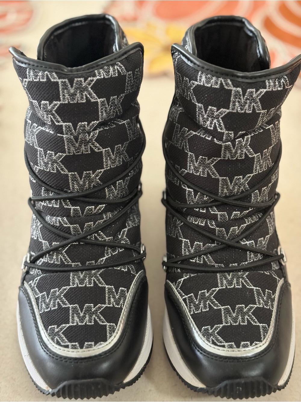 Michael Kors Black & White MK Logo Lace-Up Women's Sneakers